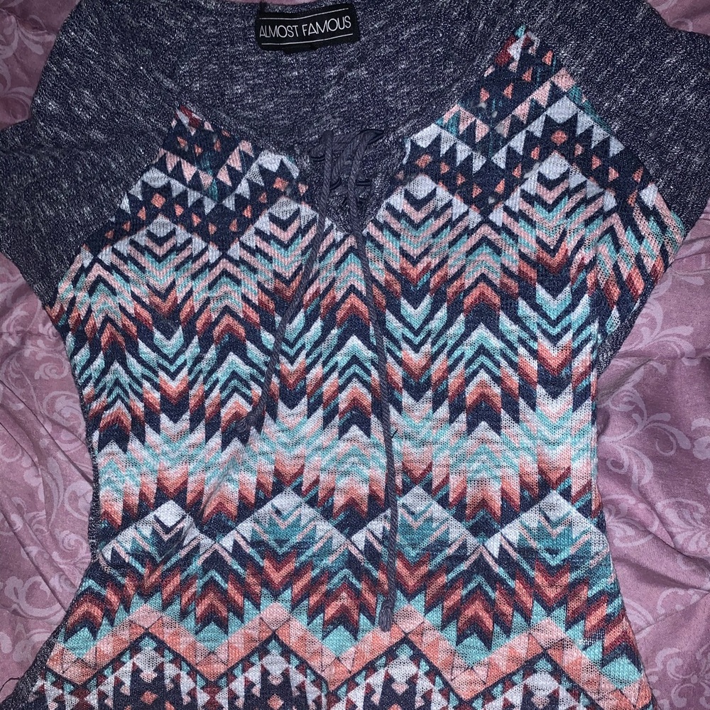 Almost Famous Long Colorful Patterned Tee‼️